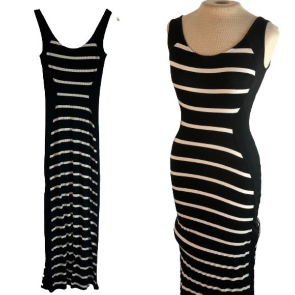 Gianni Bini Dresses & Skirts - Gianni Bini Striped Maxi Dress Black White XS